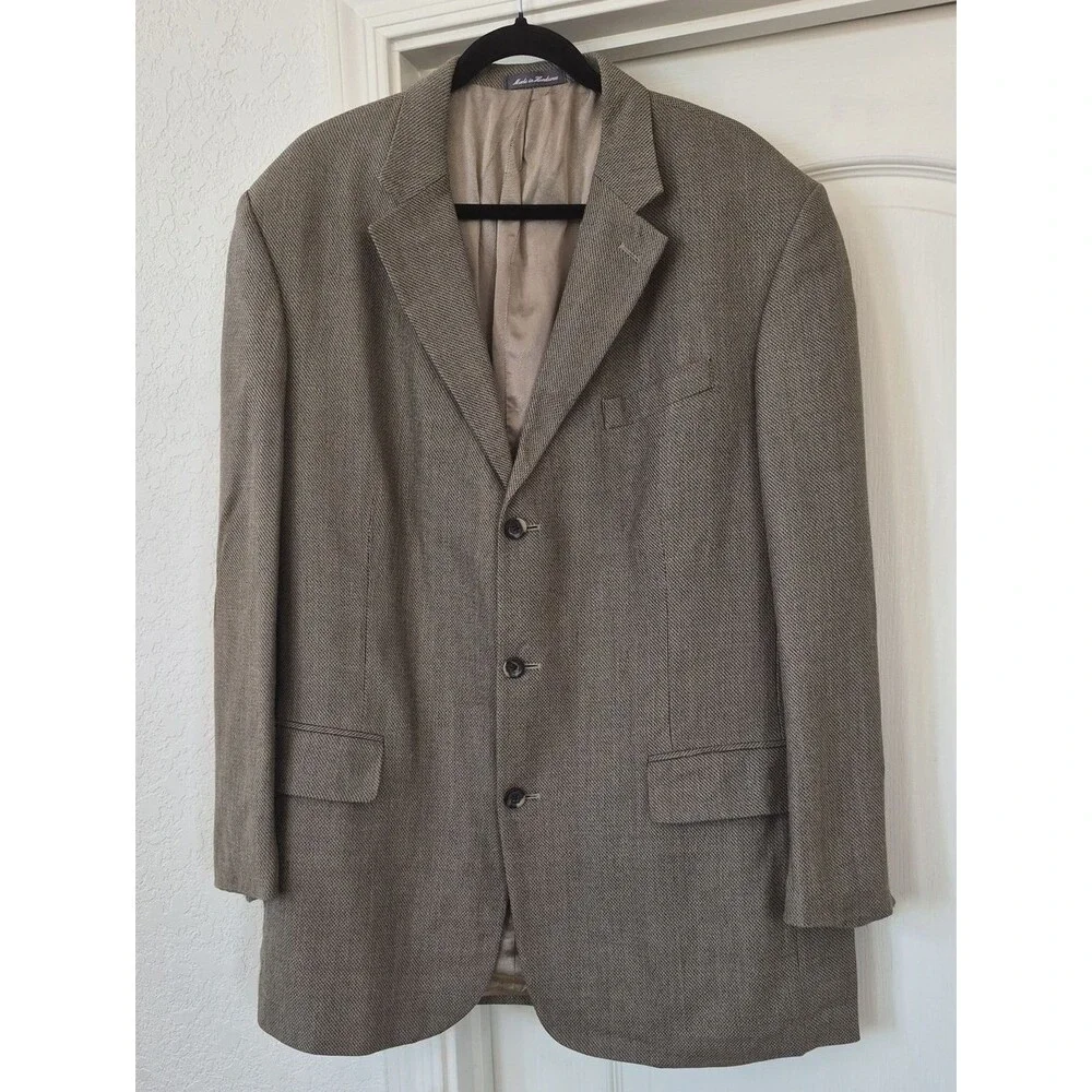 Oscar De La Renta 52% Silk & 48% Wool Woven Jacquard Fabric Blazer SZ 46 Long